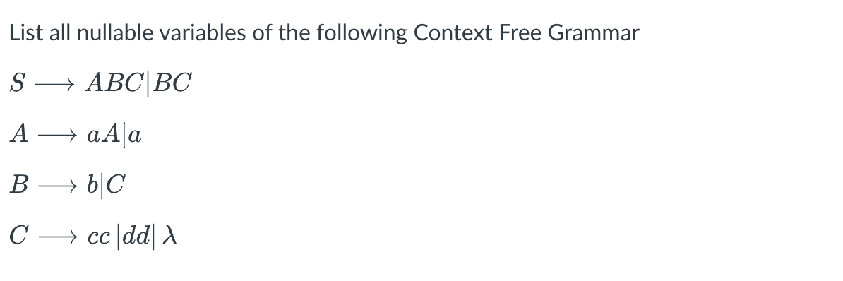 Solved List All Nullable Variables Of The Following Context 