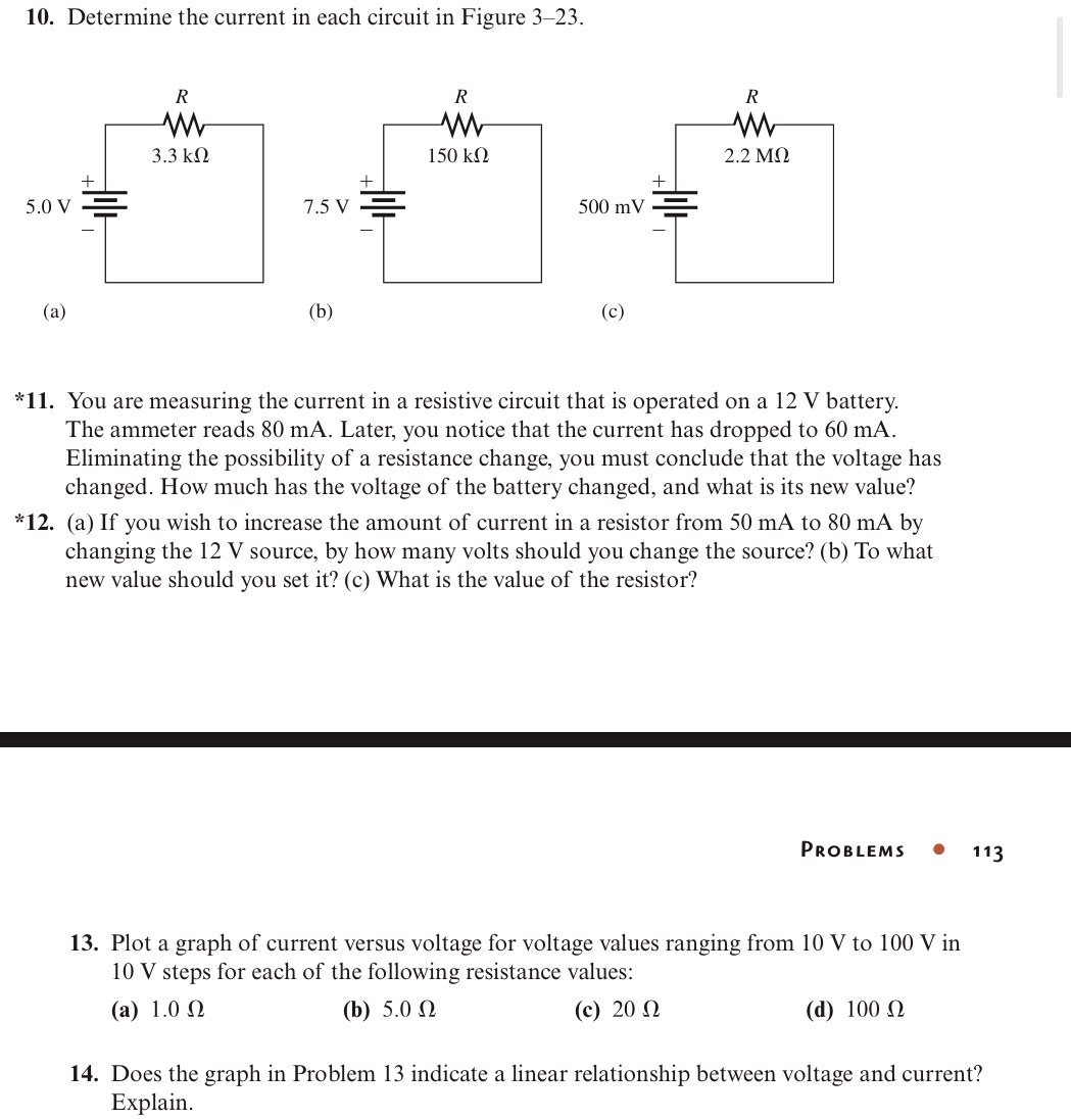 Solved 10. ﻿Determine the current in each circuit in Figure | Chegg.com