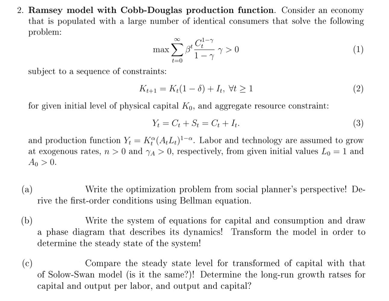 Solved Ramsey model with Cobb-Douglas production function. | Chegg.com