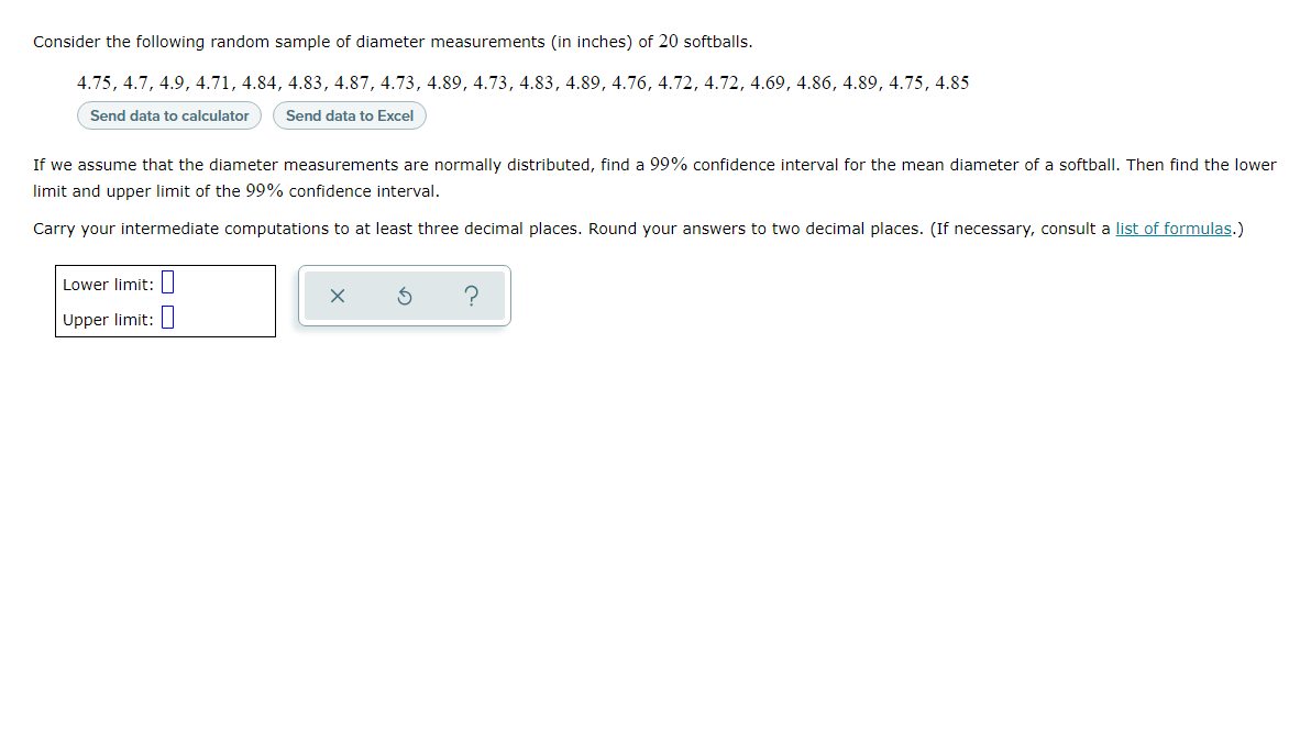 Solved Consider The Following Random Sample Of Diameter | Chegg.com