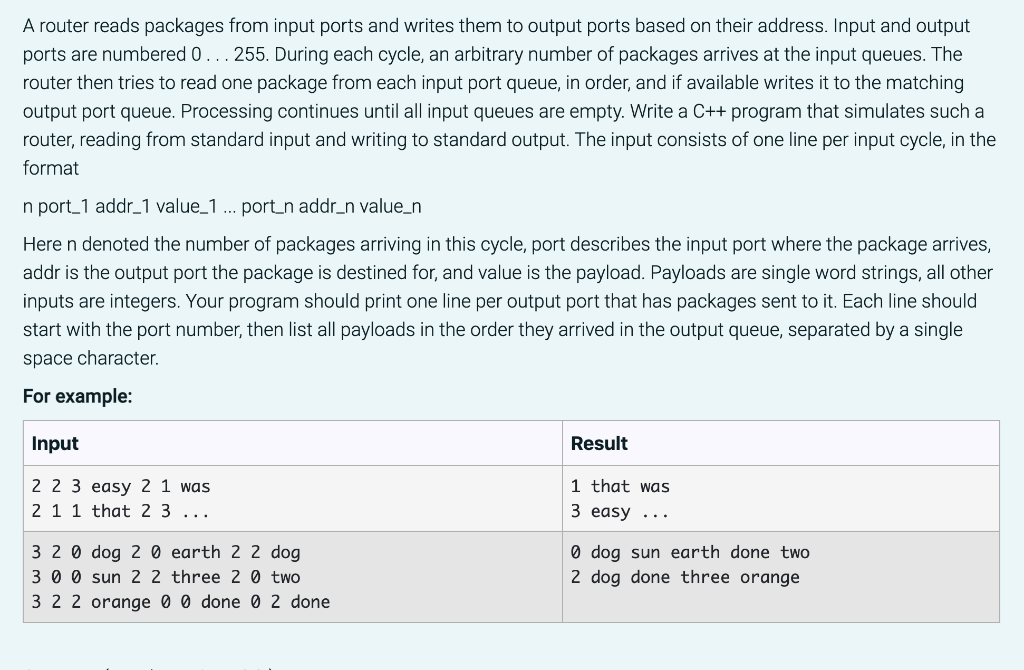 Solved A router reads packages from input ports and writes | Chegg.com