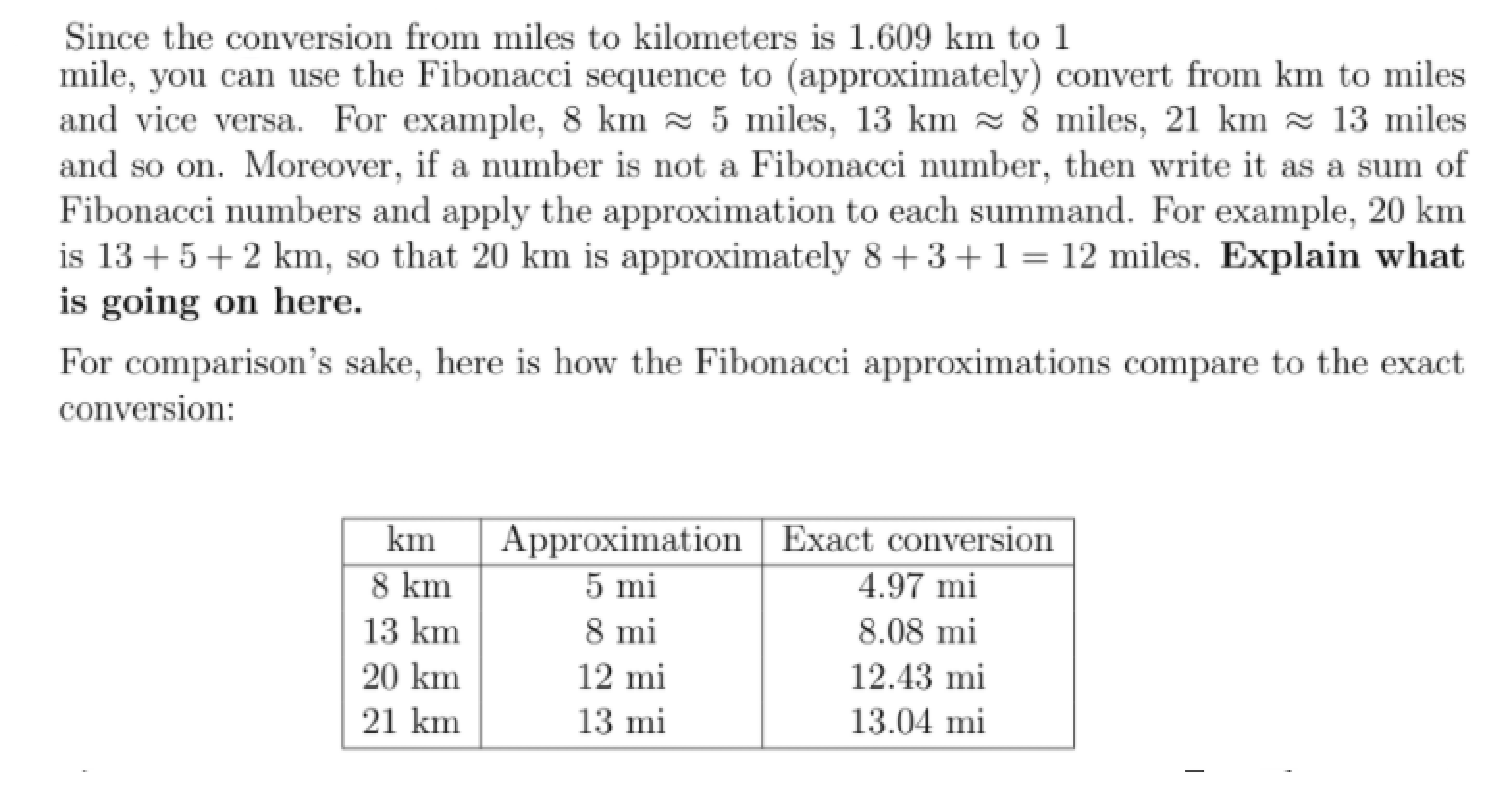 Solved Since the conversion from miles to kilometers is Chegg