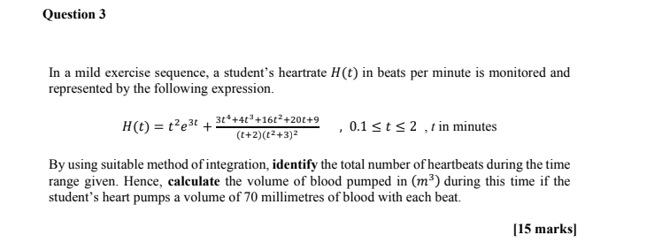 Solved Question 3 In a mild exercise sequence, a student's | Chegg.com