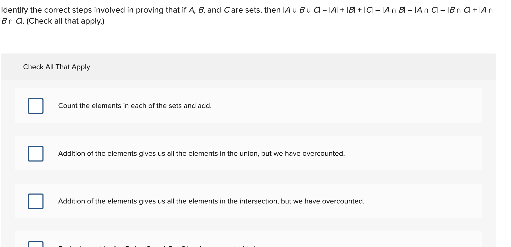 Solved Identify the correct steps involved in proving that | Chegg.com