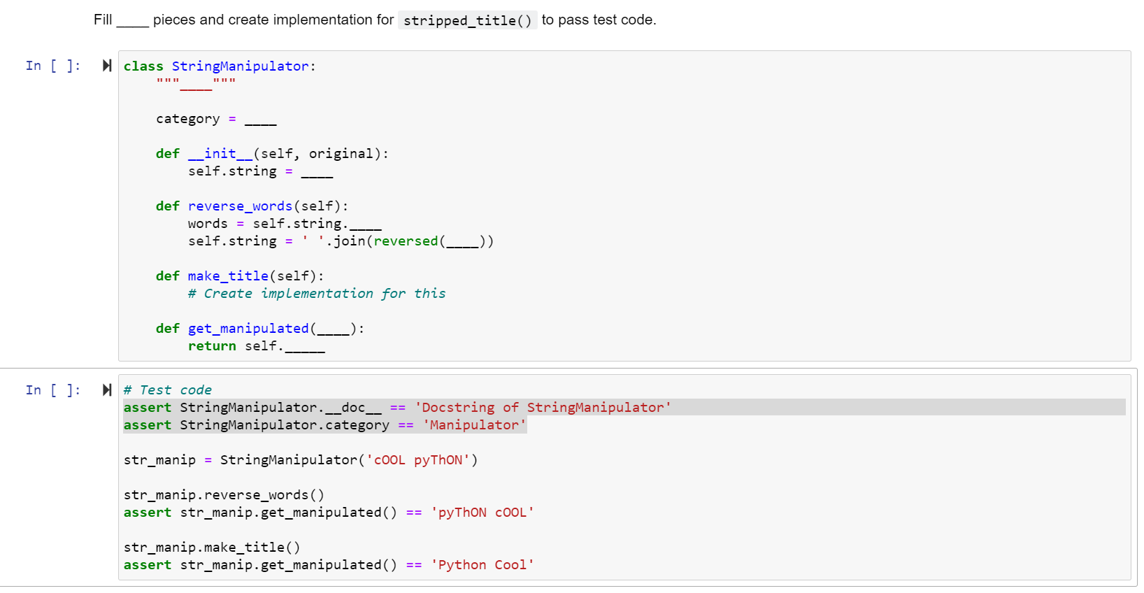 Solved Fill pieces and create implementation for | Chegg.com