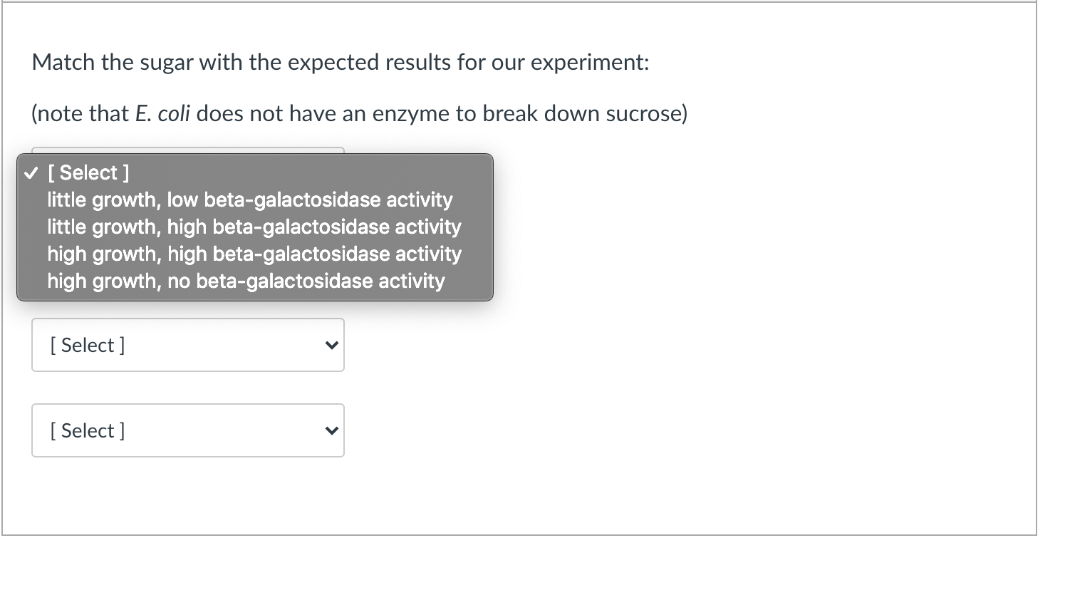 Solved Match the sugar with the expected results for our