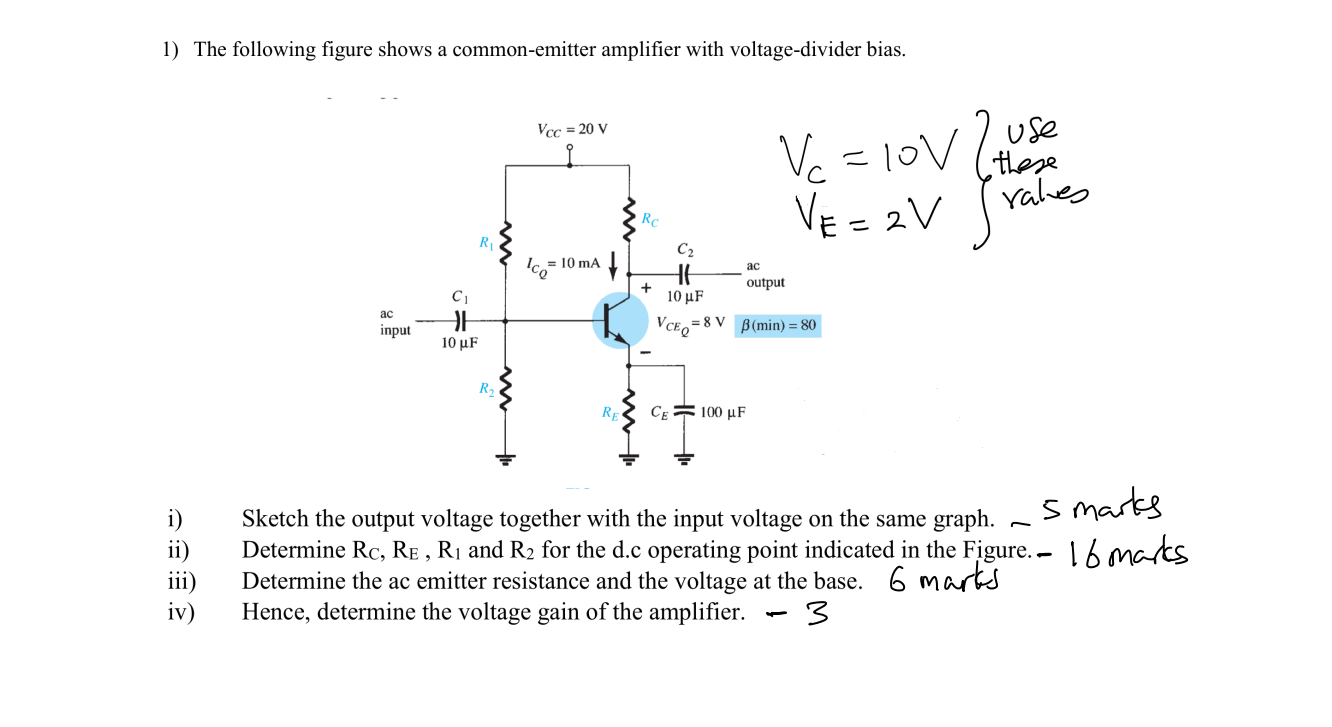 Solved 1) The Following Figure Shows A Common-emitter | Chegg.com