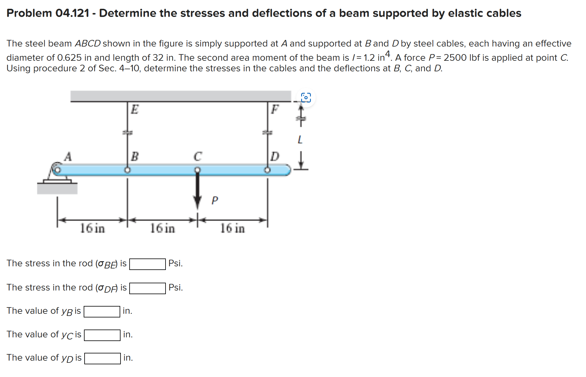 Solved Problem 04.121 - Determine the stresses and | Chegg.com