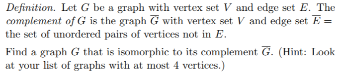 Solved Definition. Let G be a graph with vertex set V and | Chegg.com