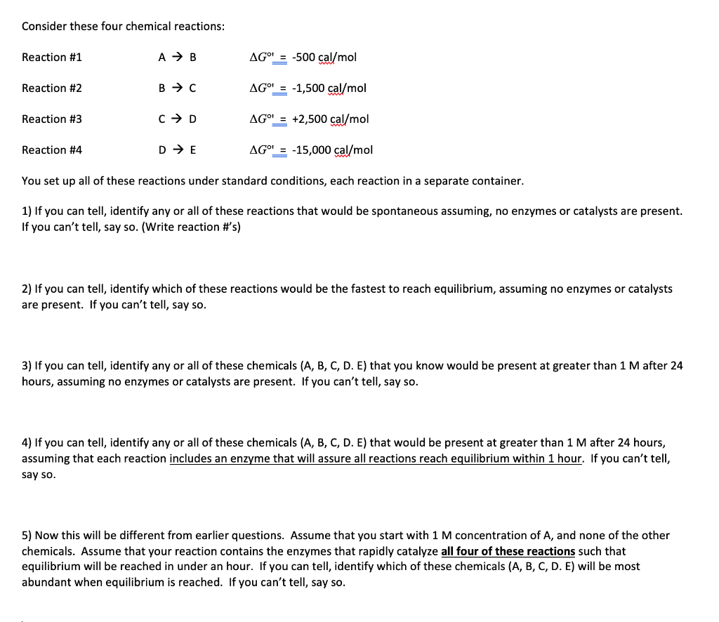 Solved Consider these four chemical reactions: Reaction #1 A | Chegg.com