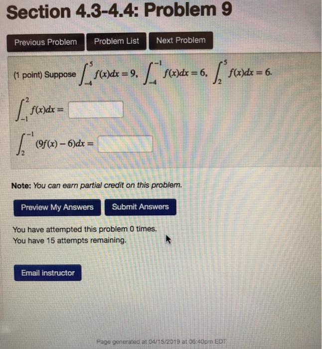Solved Section 4.3-4.4: Problem 9 Previous Problem Problem | Chegg.com