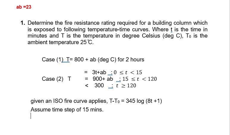 Ab =23 Determine The Fire Resistance Rating | Chegg.com