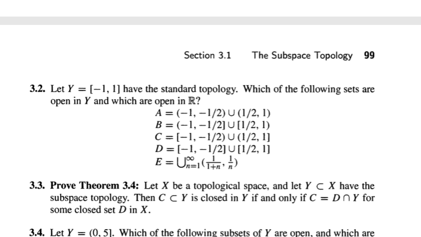 Solved Section 3.1 The Subspace Topology 99 3.2. Let Y 1] | Chegg.com