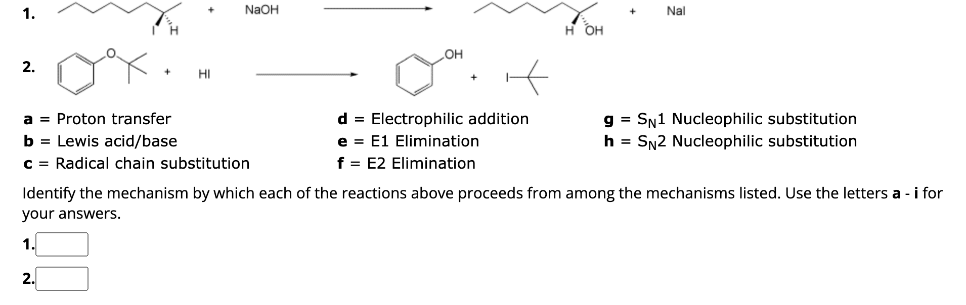 Solved a= Proton transfer b= Lewis acid/base c= Radical | Chegg.com