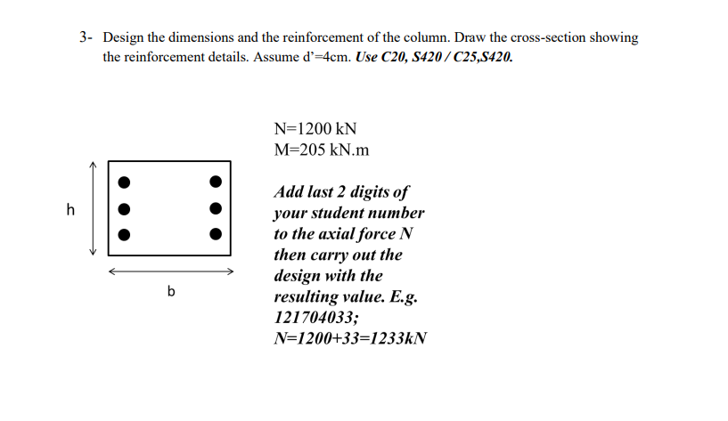 Solved 3- Design the dimensions and the reinforcement of the | Chegg.com