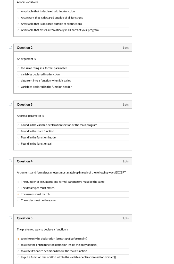 Solved A local variable is A variable that is declared | Chegg.com