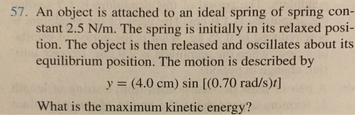 Solved An object is attached to an ideal spring of spring | Chegg.com