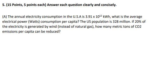 Solved 5. (15 Points, 5 points each) Answer each question | Chegg.com
