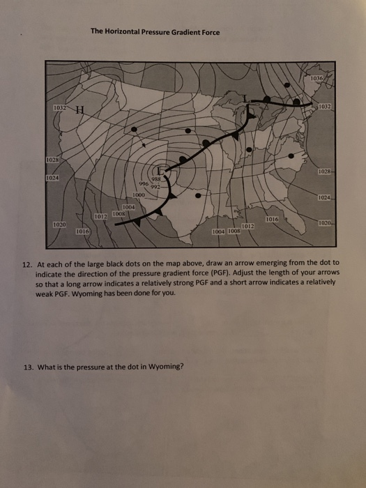 Solved The Horizontal Pressure Gradient Force 1032 1032 1028 | Chegg.com