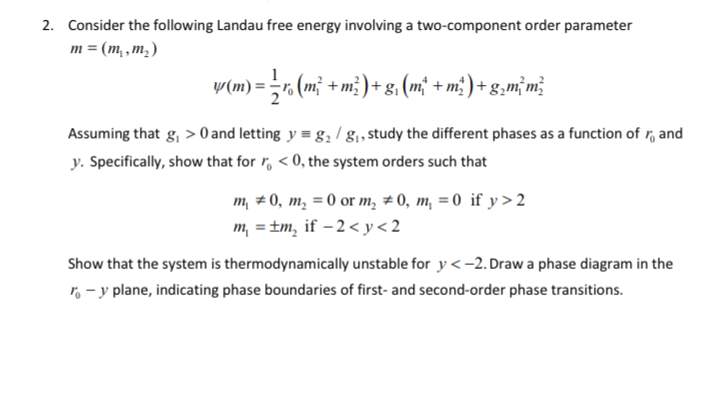2. Consider the following Landau free energy | Chegg.com