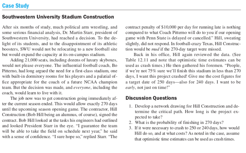 case study southwestern university stadium construction