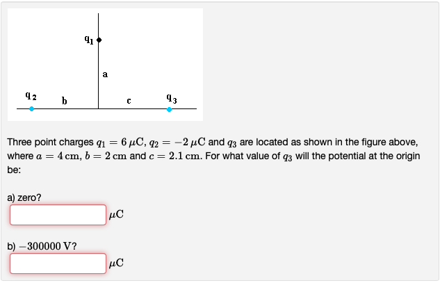 Solved 41 A 42 B с 43 Three Point Charges 91 = 64C, 42 = -2 | Chegg.com