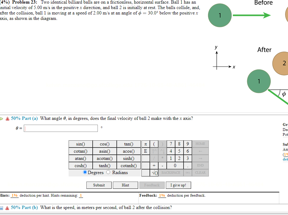 Solved (4\) Problem 23 Two identical billiard balls are on