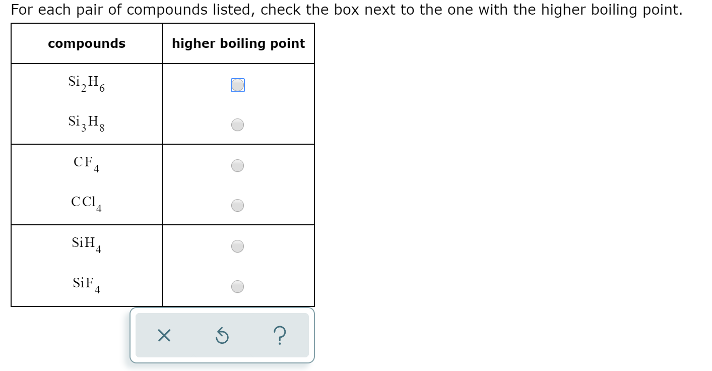 Solved For Each Pair Of Compounds Listed Check The Box Next