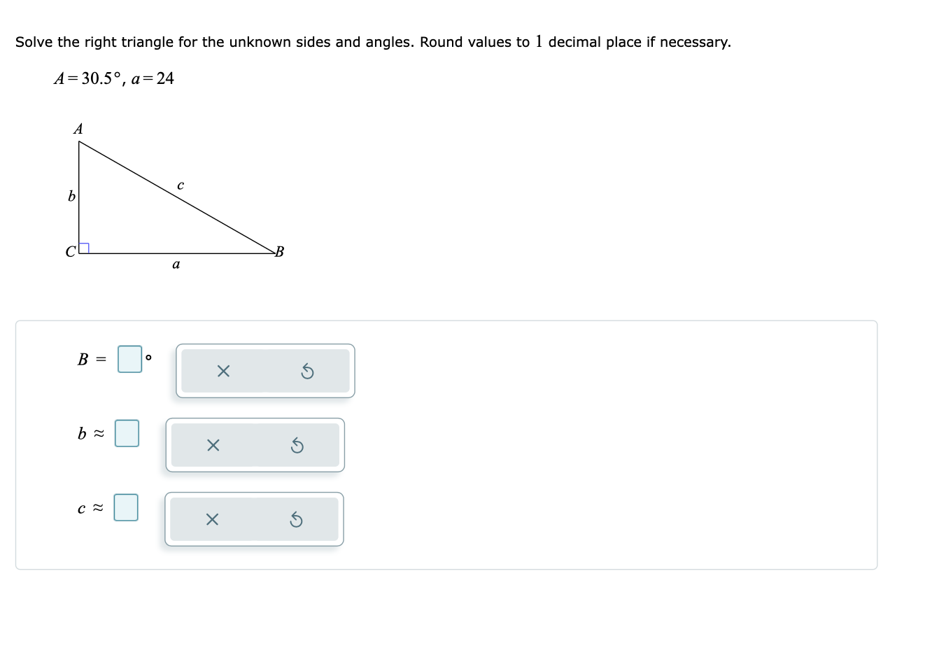 Solved Solve The Right Triangle For The Unknown Sides And