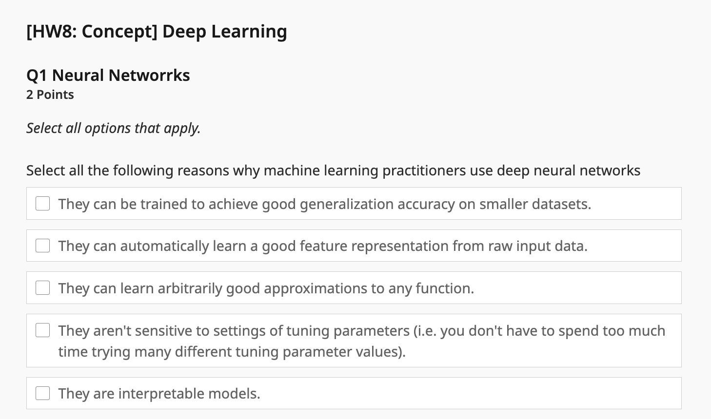 Solved [HW8: Concept] Deep Learning Q1 Neural Networrks 2 | Chegg.com