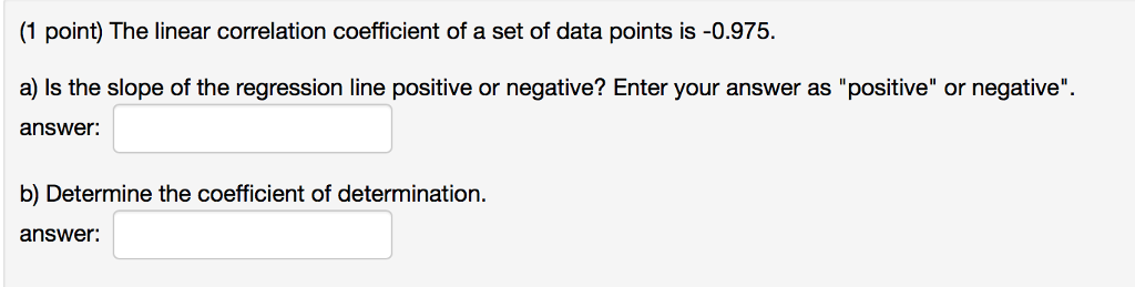 Solved (1 point) The linear correlation coefficient of a set | Chegg.com