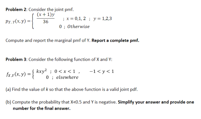 Solved Problem 2: Consider the joint pmf. (x + 1)y Px,y(x, | Chegg.com