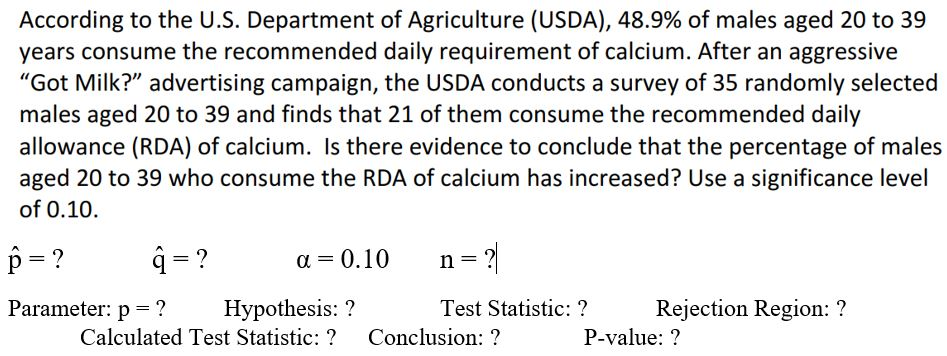 Solved According To The U S Department Of Agriculture U Chegg Com