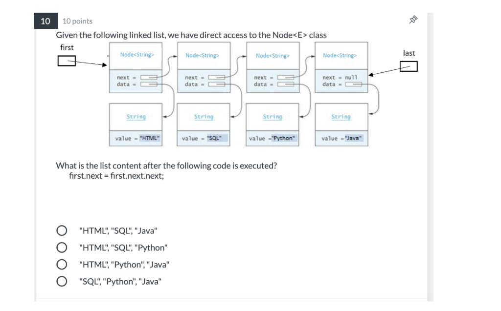 Solved Given the linked list below. Assume that we have | Chegg.com