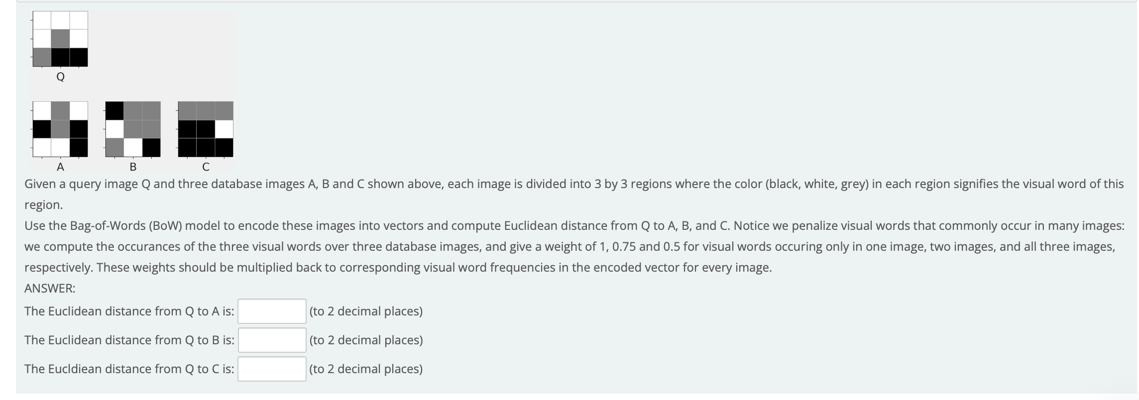 Solved B A С Given A Query Image Q And Three Database Images | Chegg.com