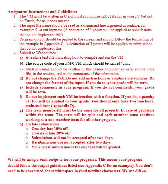 Solved Assignment Instructions and Guidelines: 1. The VM | Chegg.com