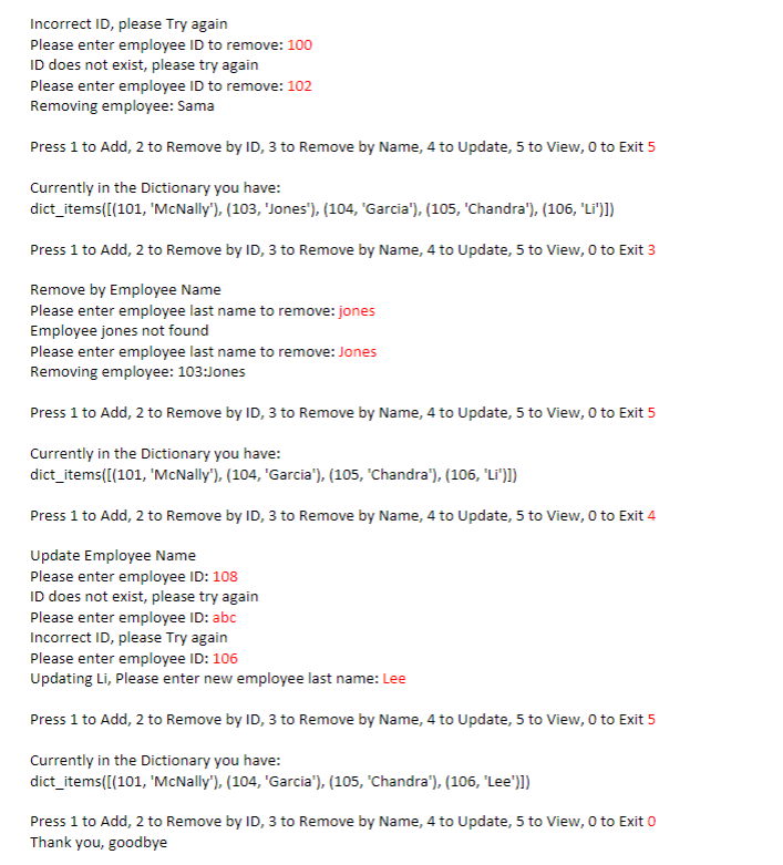 Solved HANDS-ON 13 DICTIONARIES Using a menu, lets manage a | Chegg.com