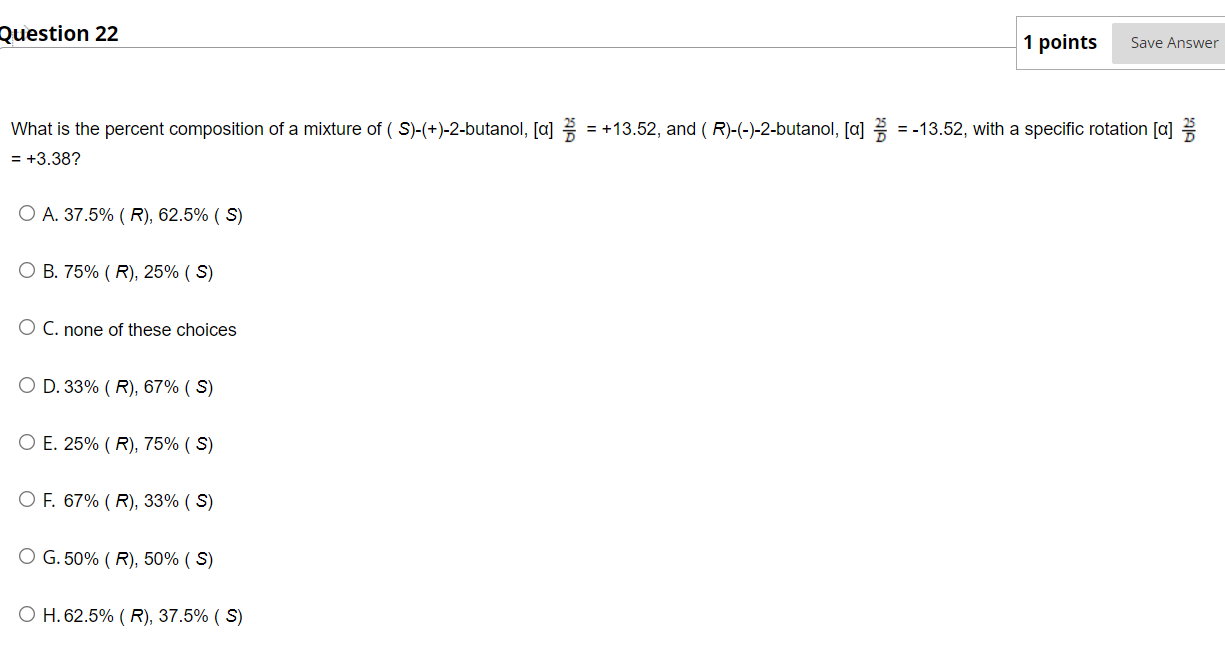 Solved Question 22 1 points Save Answer What is the percent | Chegg.com