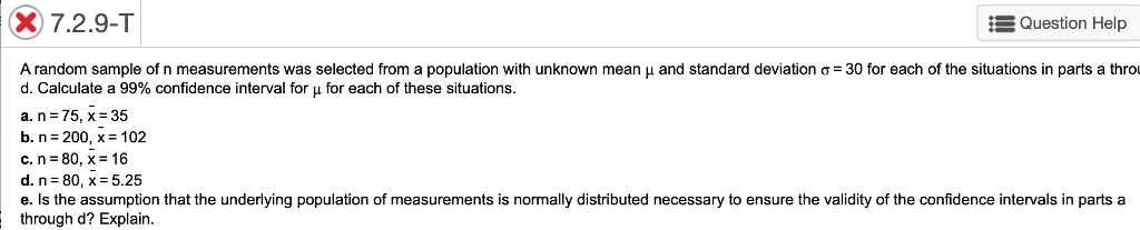 Solved 7.2.9-T -Question Help A random sample o n | Chegg.com