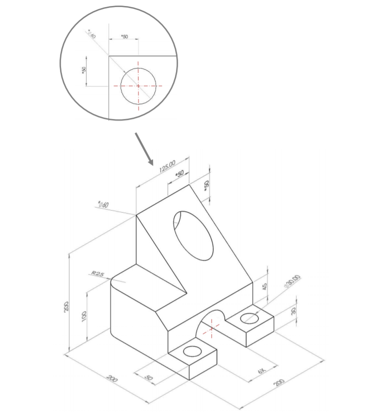 Solved Using AutoCAD, draw and dimension the front, top, and | Chegg.com