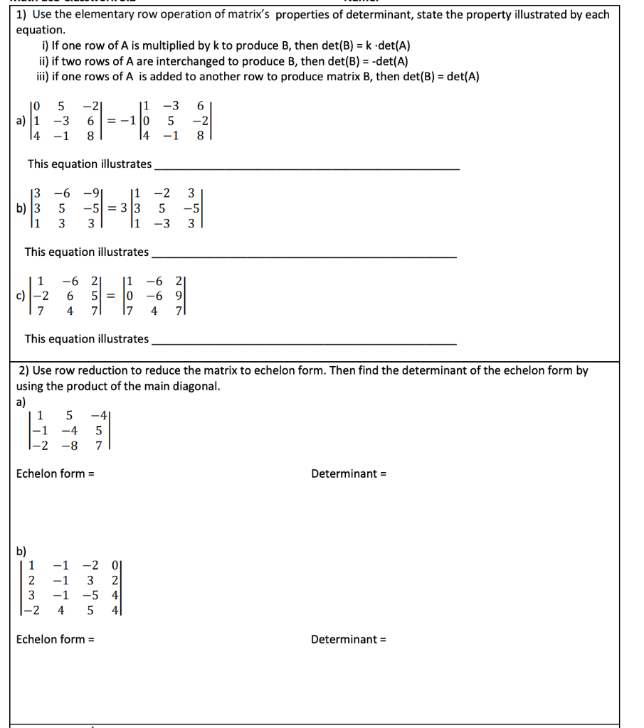 Solved 1) Use the elementary row operation of matrix's | Chegg.com