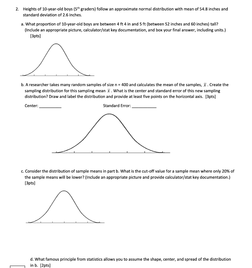 Solved 2. Heights of 10-year-old boys (5th graders) follow | Chegg.com