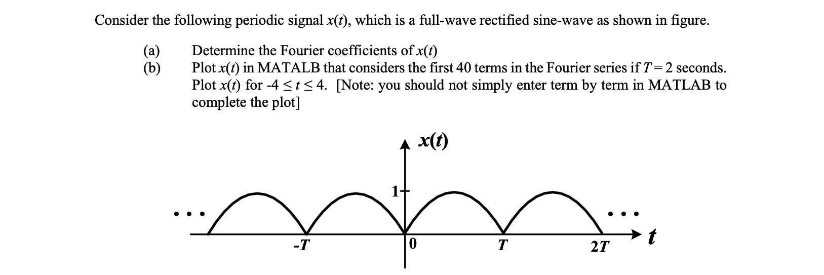 Solved Consider the following periodic signal x(t), which is | Chegg.com