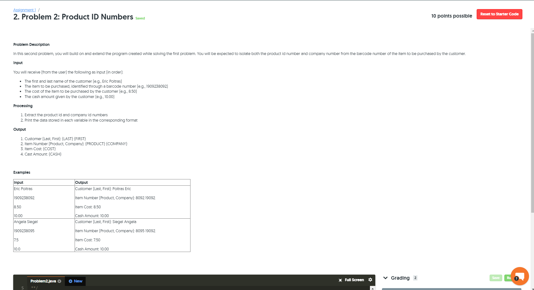 Solved Assignment / 2. Problem 2: Product ID Numbers Saved | Chegg.com