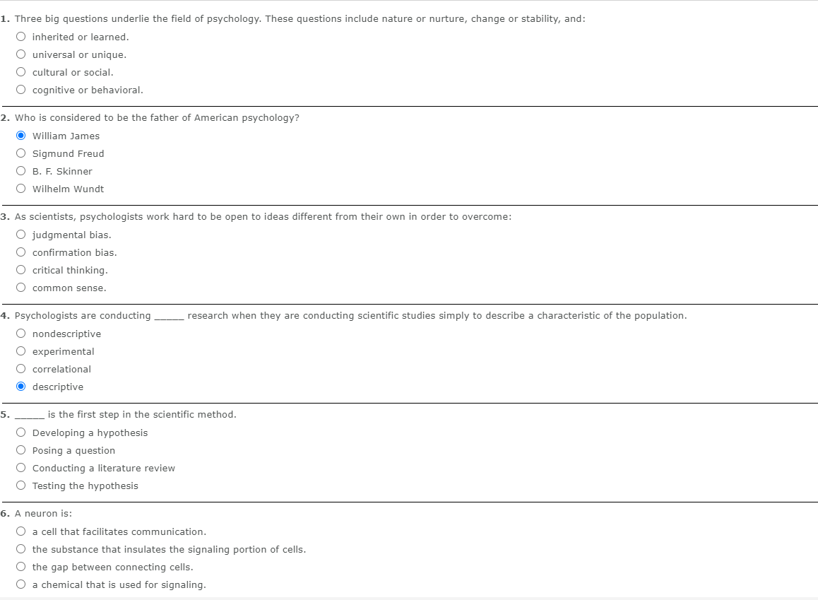 Solved 1. Three big questions underlie the field of