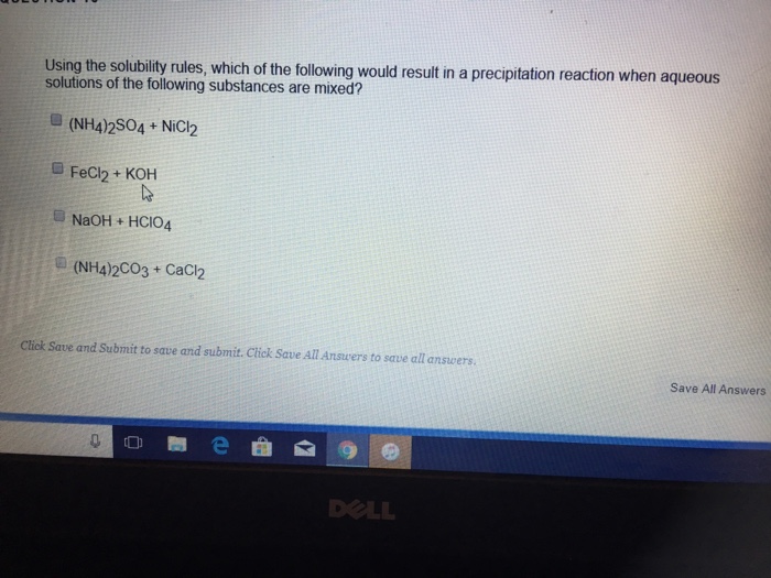 Solved Using the solubility rules, which of the following | Chegg.com