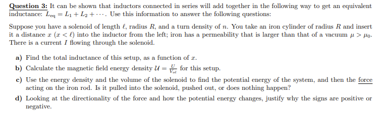 Solved Question 3: It can be shown that inductors connected | Chegg.com