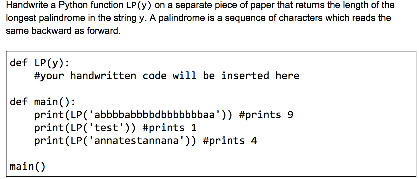 Solved Handwrite a Python function LP(y) on a separate piece | Chegg.com