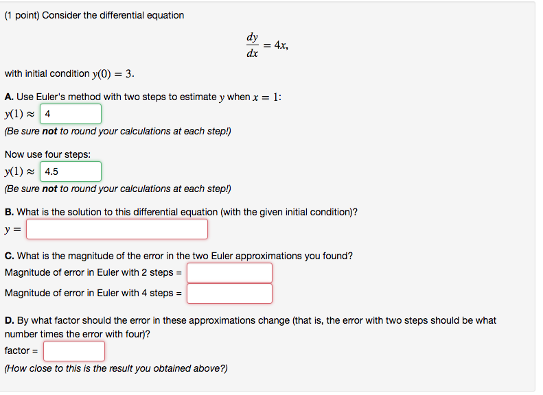 Solved (1 point) Consider the differential equation with