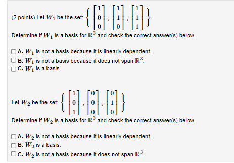 Solved (1 Point) 12 Let A, = ------ 33 2 Is B A Linear | Chegg.com